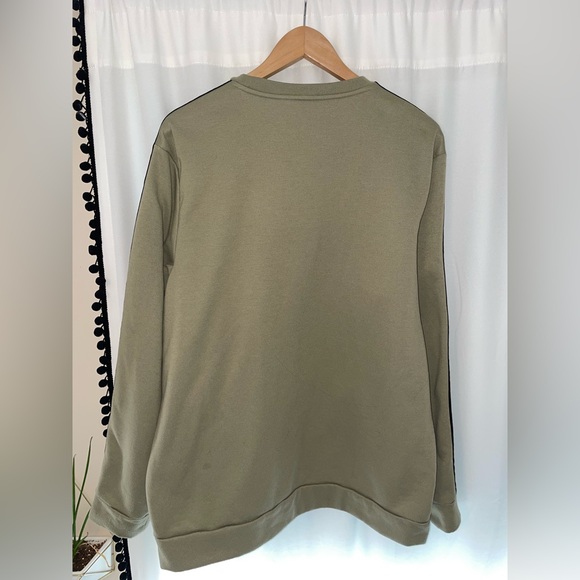 Adidas womens XL olive green crew sweatshirt 3 stripes long sleeve crew neck - Picture 4 of 6